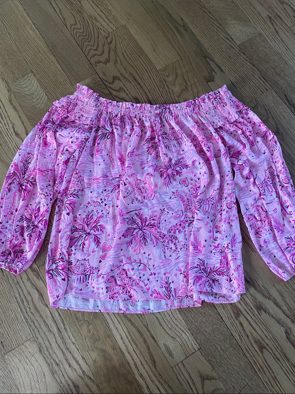 Lilly Pulitzer Pink Floral Off-Shoulder Peasant Blouse